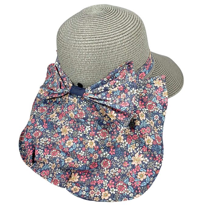 Big Brim Floppy Hat with Closable Flower Print Flap
