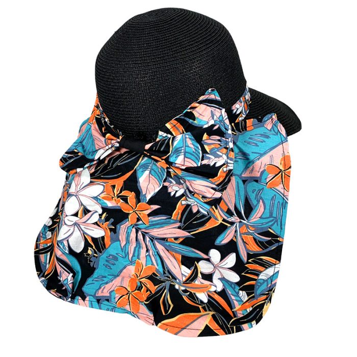 Big Brim Floppy Hat with Closable Flower Print Flap - Image 2