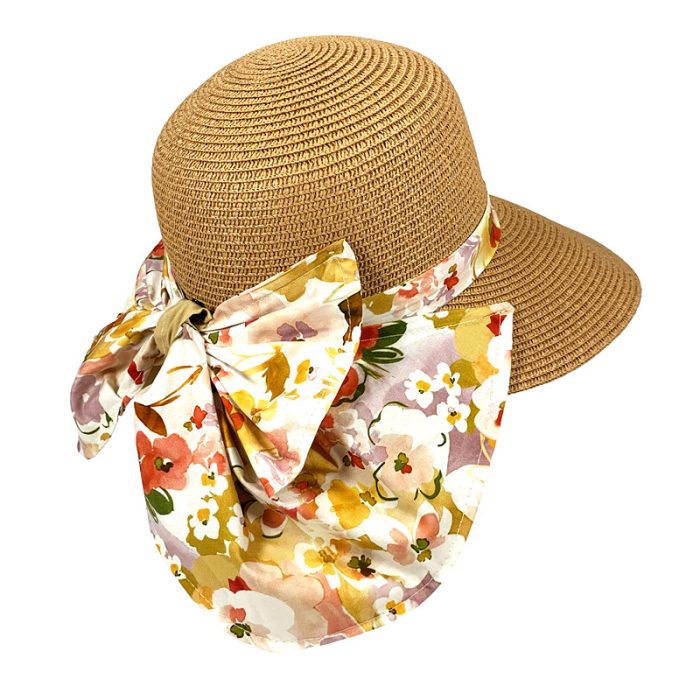 Big Brim Floppy Hat with Closable Flower Print Flap
