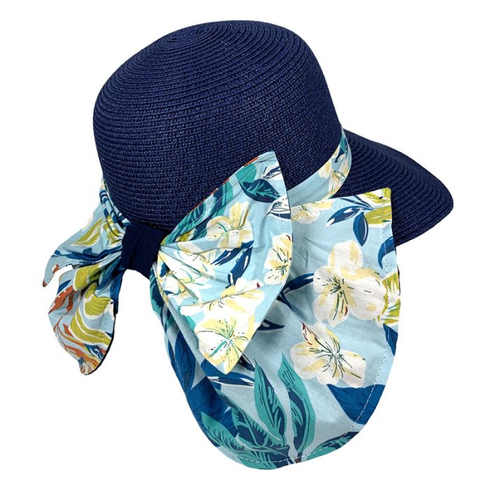 Big Brim Floppy Hat with Closable Flower Print Flap