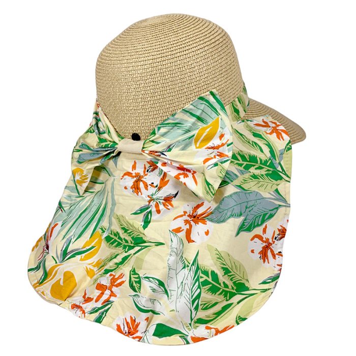 Big Brim Floppy Hat with Closable Flower Print Flap - Image 2