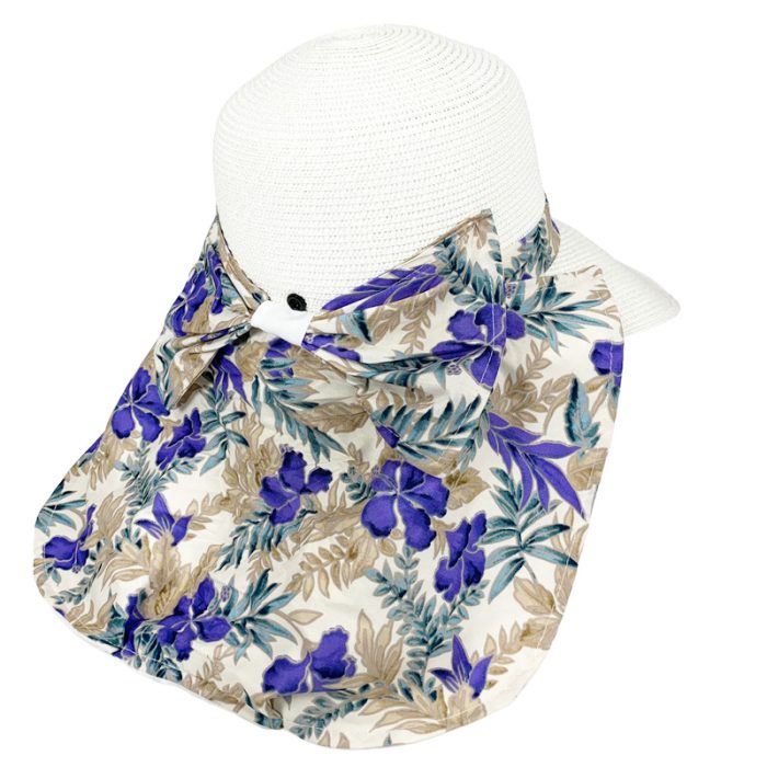 Big Brim Floppy Hat with Closable Flower Print Flap - Image 2