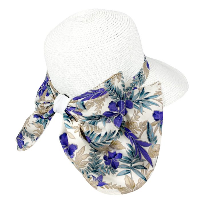 Big Brim Floppy Hat with Closable Flower Print Flap