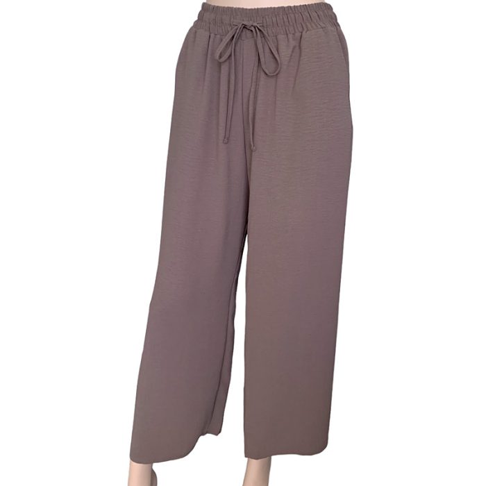 Solid Color Wide Leg Pants with Two Pockets - S/M & L/XL