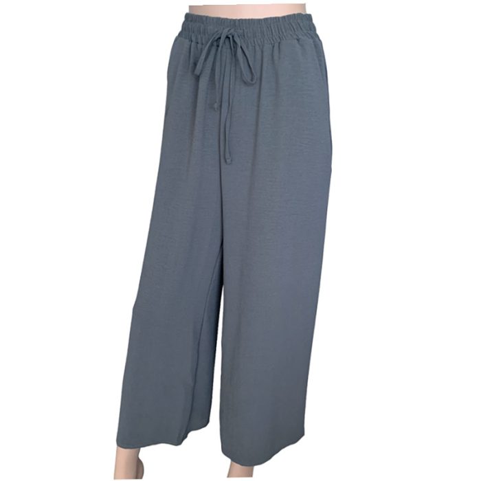 Solid Color Wide Leg Pants with Two Pockets - S/M & L/XL