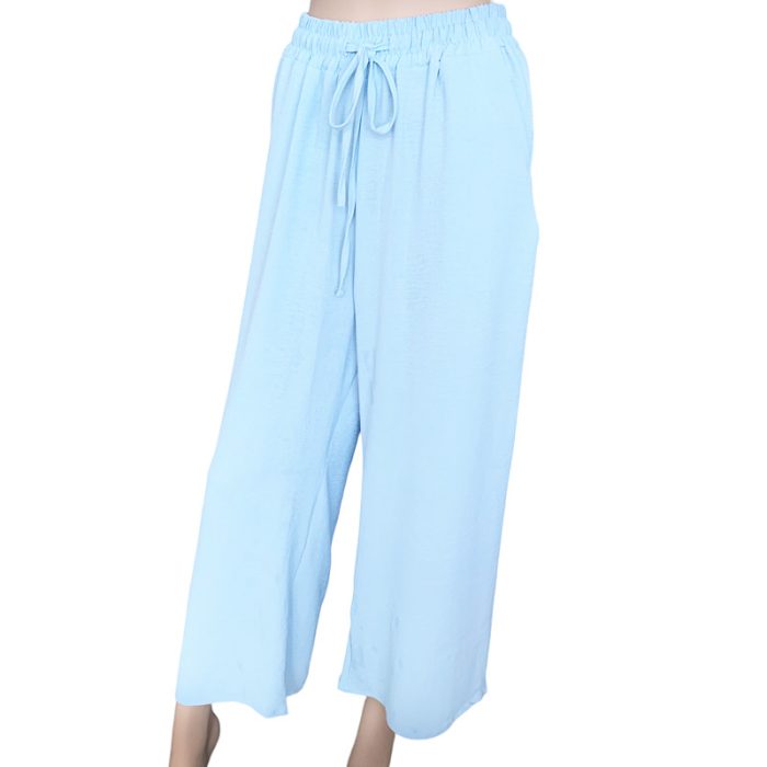 Solid Color Wide Leg Pants with Two Pockets -  S/M & L*XL