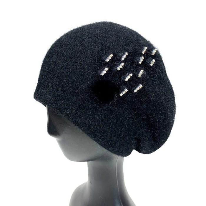 Stylish Beret with Dimonte and Pom Deco