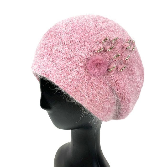 Stylish Beret with Dimonte and Pom Deco