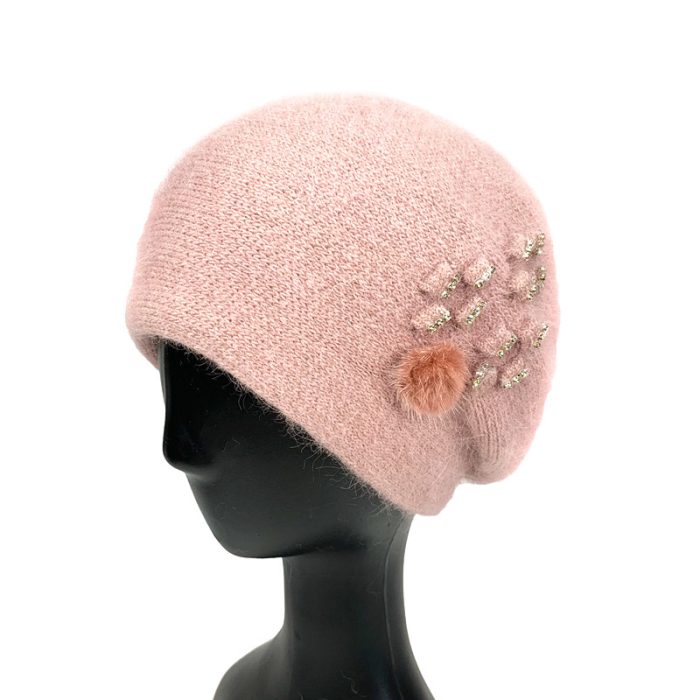 Stylish Beret with Dimonte and Pom Deco
