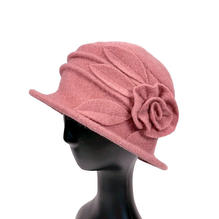 Elegant Soft Wool Hat with Flower Deco