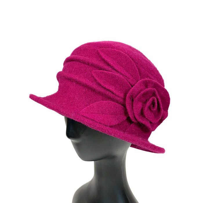 Elegant Soft Wool Hat with Flower Deco