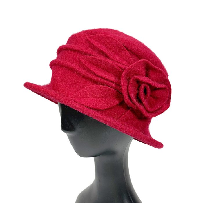 Elegant Soft Wool Hat with Flower Deco