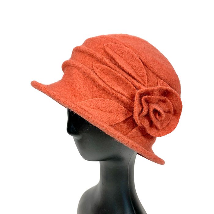 Elegant Soft Wool Hat with Flower Deco