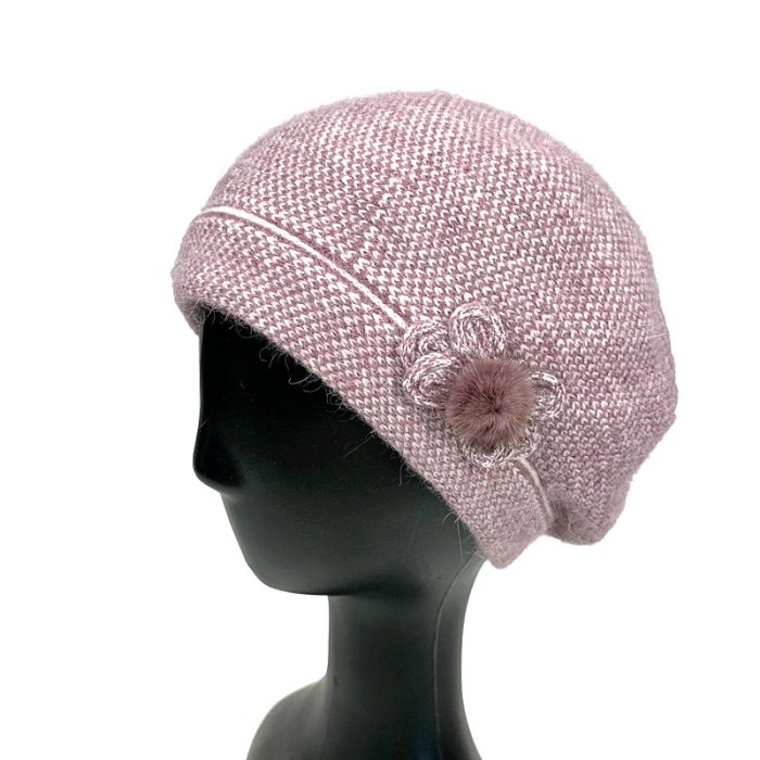 Melange Beret with Side Deco