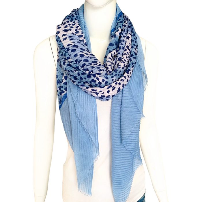 Soft Animal Print Pleated Scarf