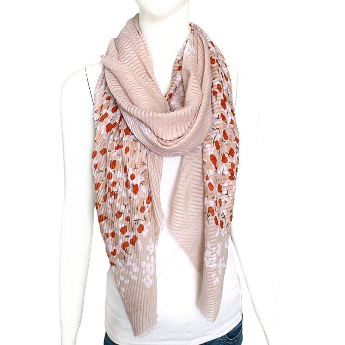 Soft Flower Pleated Scarf