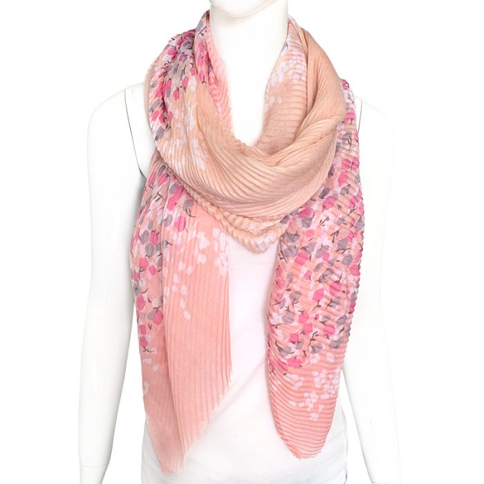 Soft Flower Pleated Scarf