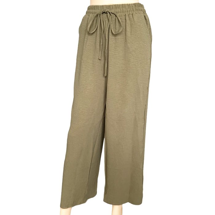 Solid Color Wide Leg Pants with Two Pockets - S/M & L/XL