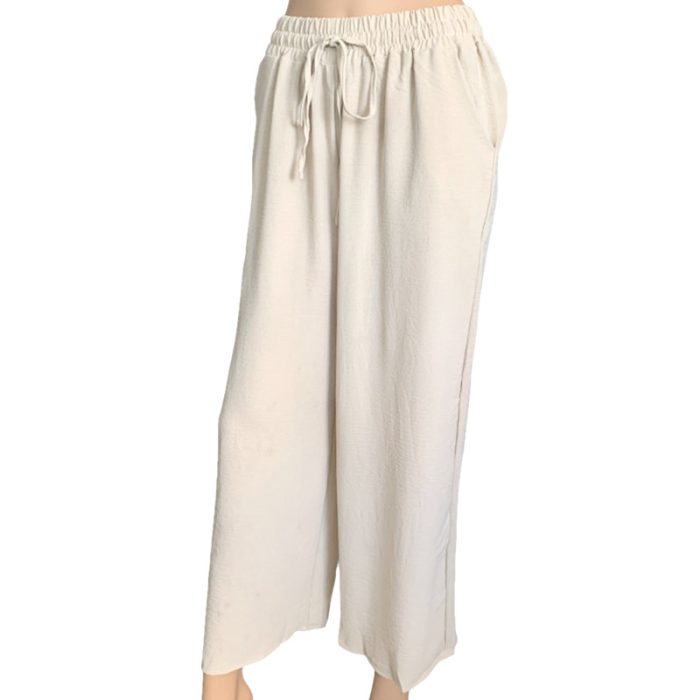 Solid Color Wide Leg Pants with Two Pockets - S/M & L/XL