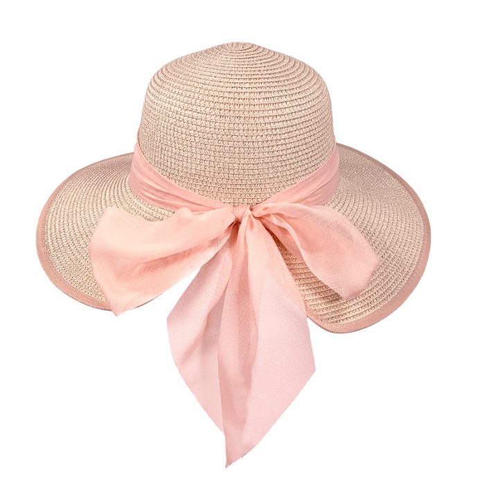 Back Brim Opened  Hat with Chiffon Ribbon