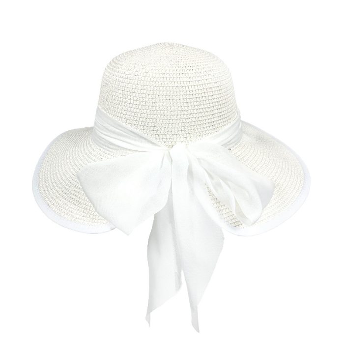 Back Brim Opened  Hat with Chiffon Ribbon