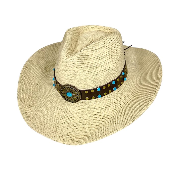 Wide Brim Cowboy Hat with Turquoise Band