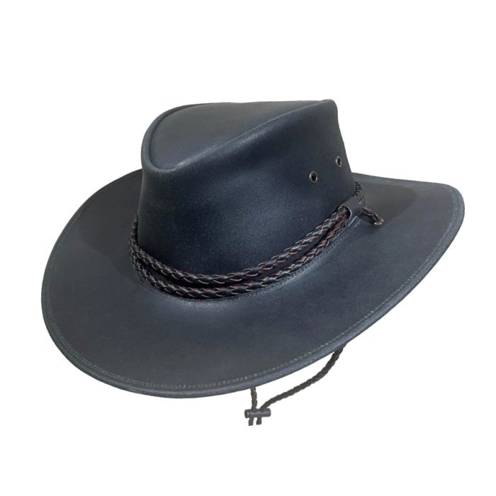 Genuine Leather Hat with 2 Cords Hatband - S