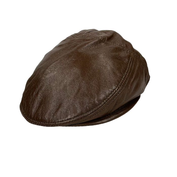 Stylish Genuine Leather Ivy Cap with Cotton Lining - L