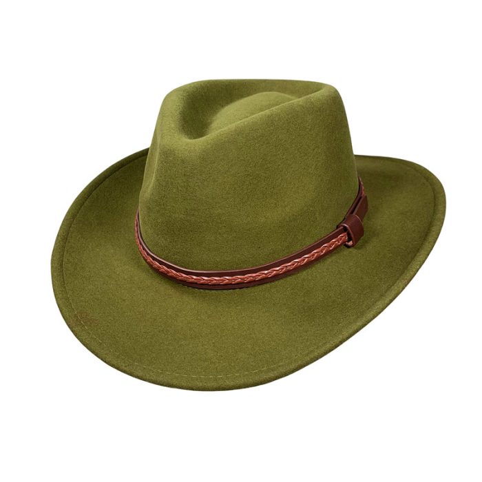 Luxe Wool Felt Outback Hat with Twist Band - S (#56)