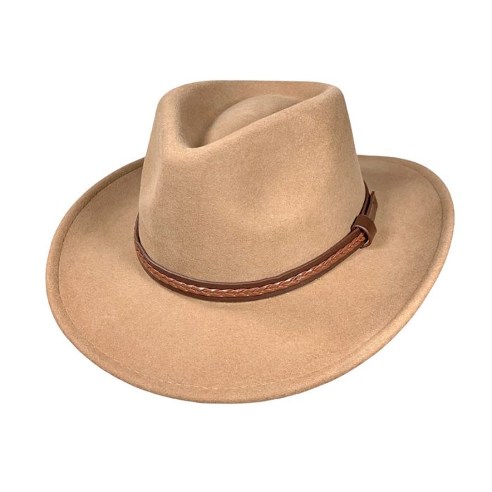 Luxe Wool Felt Outback Hat with Twist Band - S (#56)