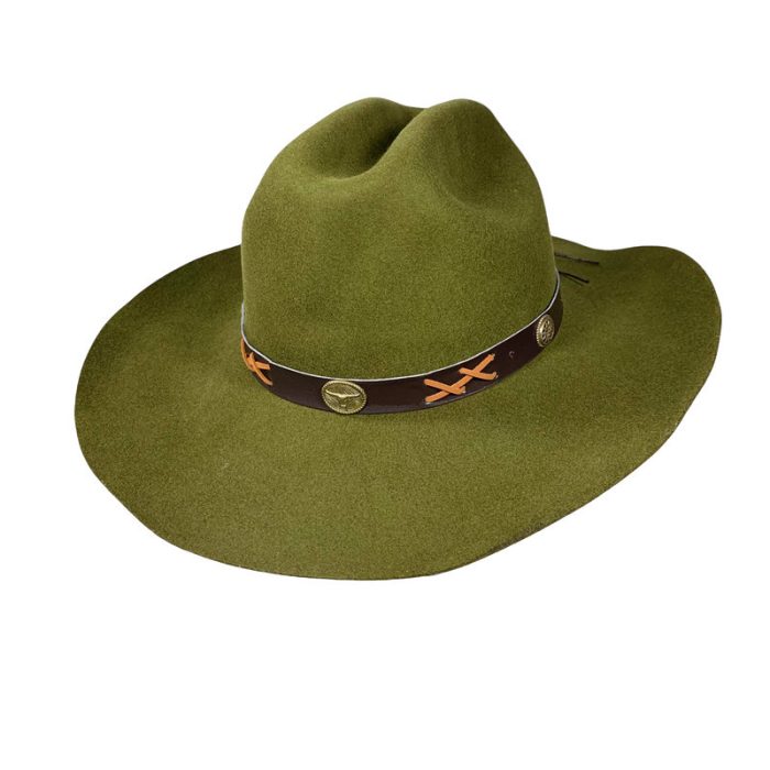 Wide Brim Wool Felt Cowboy Hard Hat with Band - S (#56)