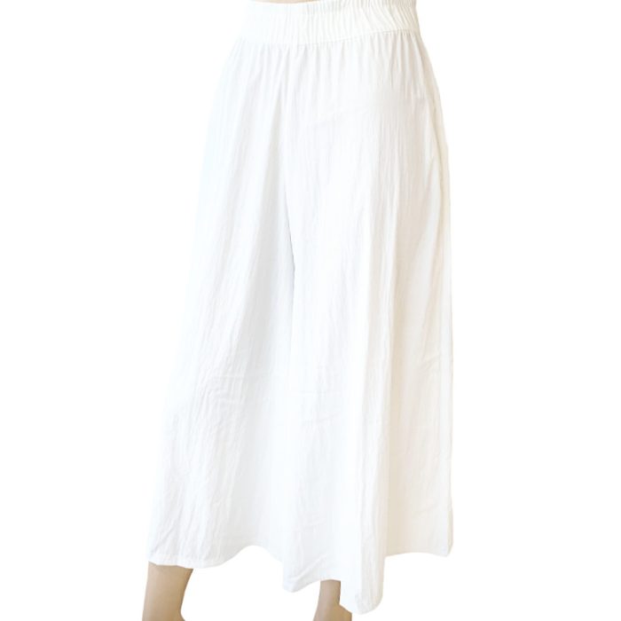 Solid Color Ultra Wide Leg Culotte with Two Side Pockets