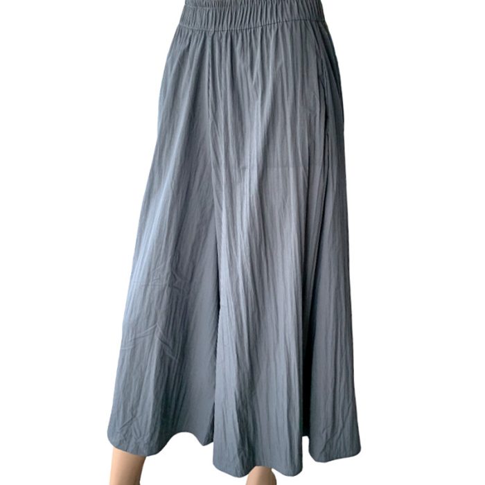 Solid Color Ultra Wide Leg Culotte with Two Side Pockets