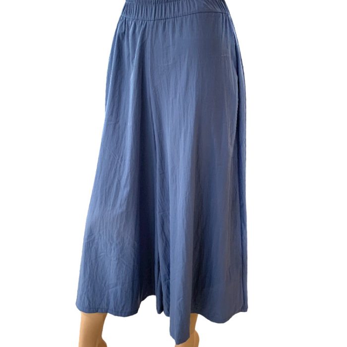 Solid Color Ultra Wide Leg Culotte with Two Side Pockets