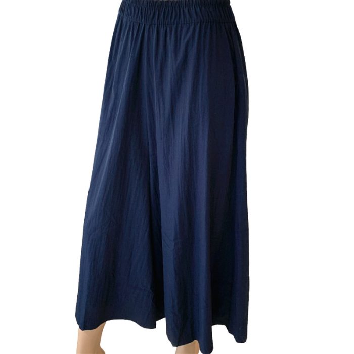 Solid Color Ultra Wide Leg Culotte with Two Side Pockets