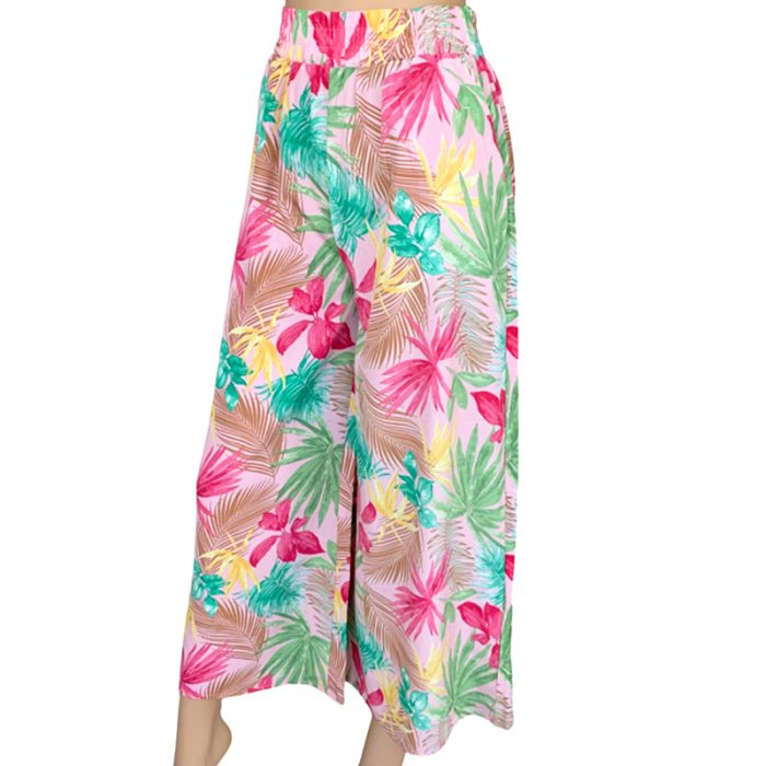 Pattern Ultra Wide Leg Pants with Two Side Pockets