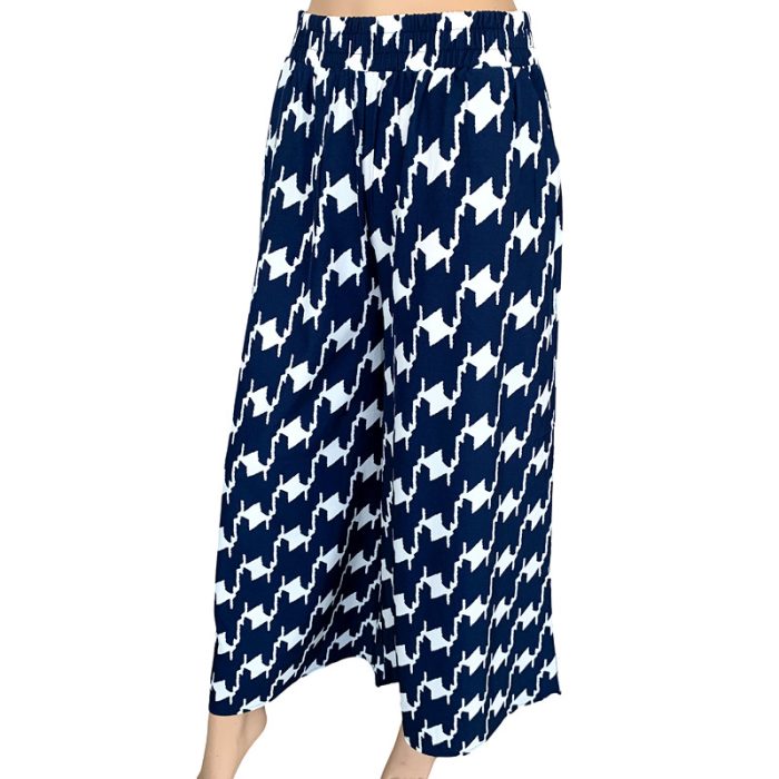Pattern Ultra Wide Leg Pants with Two Side Pockets