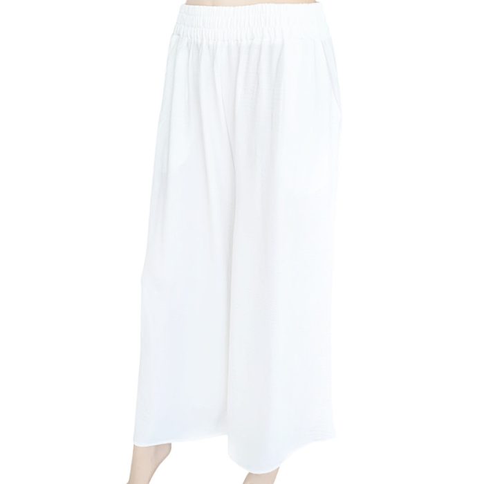 Solid Color Ultra Wide Leg Pants with Two Side Pockets