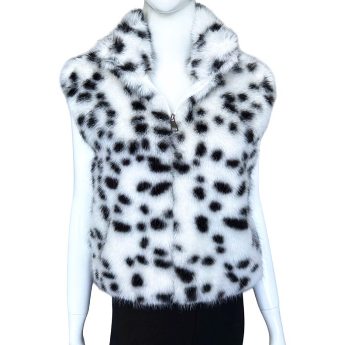 Faux Fur Leopard Vest with Zip and Hiding Pockets - S/M & L/XL
