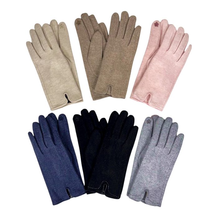 Wool Blend Open Cuff Gloves with Lining and Finger Touch – Assorted Colors