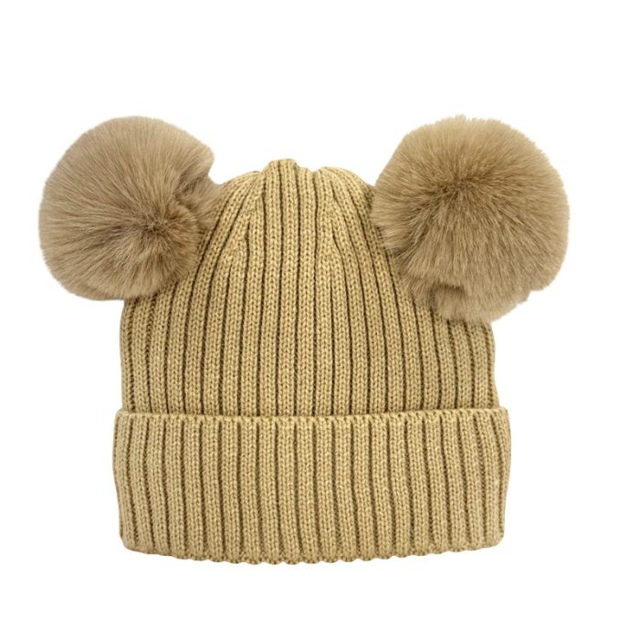 2 Pompom Beanie with Lining