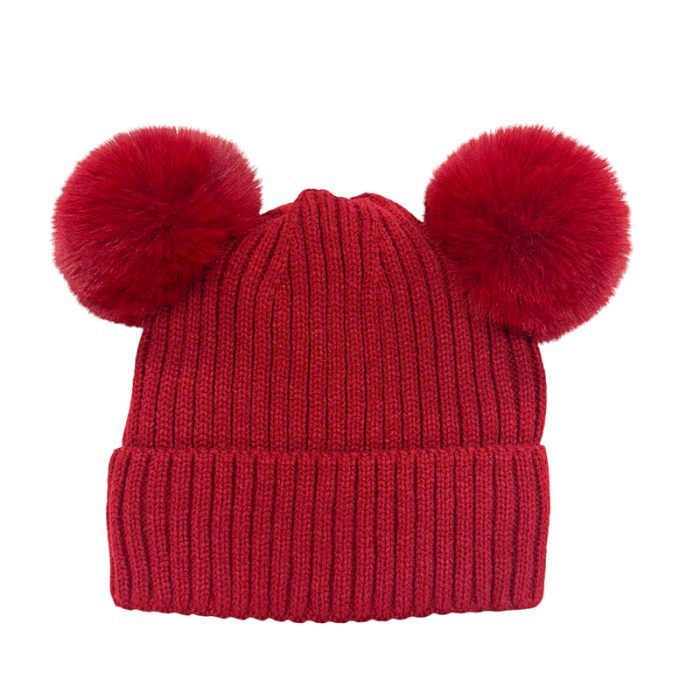2 Pompom Beanie with Lining