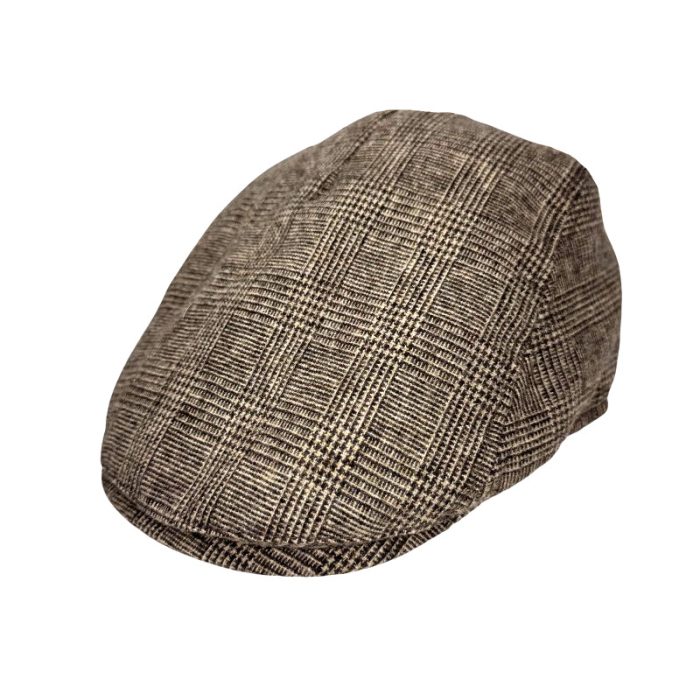 Wool Blend Plaid Flat Hat - L