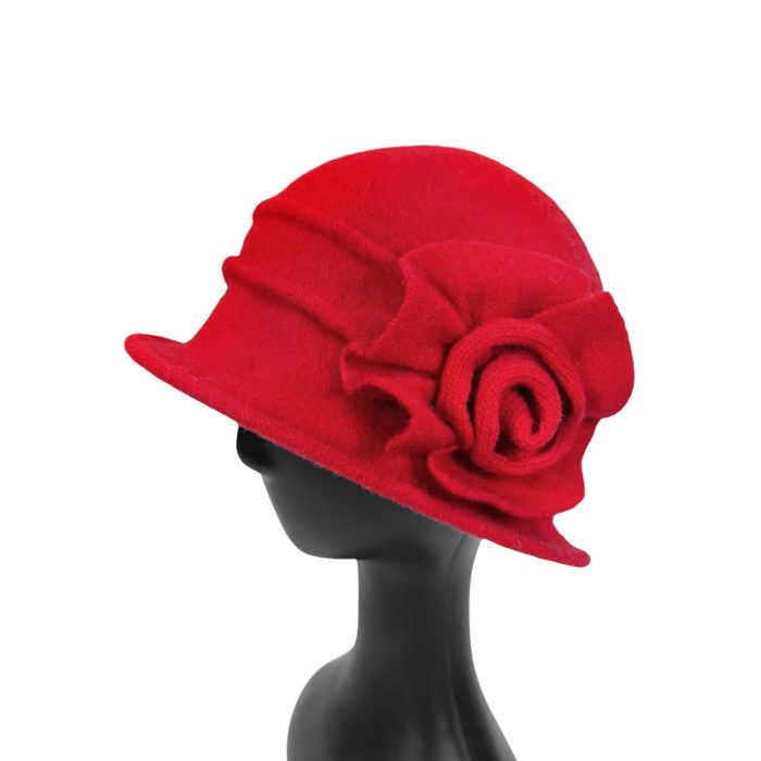 Elegant Soft Wool Hat with Flower Deco