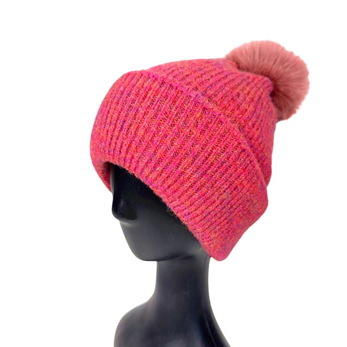 Stylish Melange Beanie with Pom