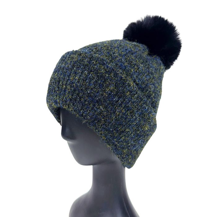 Stylish Melange Beanie with Pom