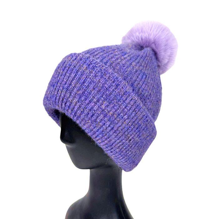 Stylish Melange Beanie with Pom