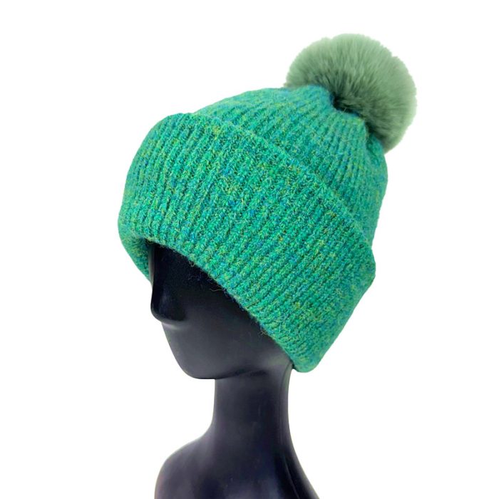 Stylish Melange Beanie with Pom