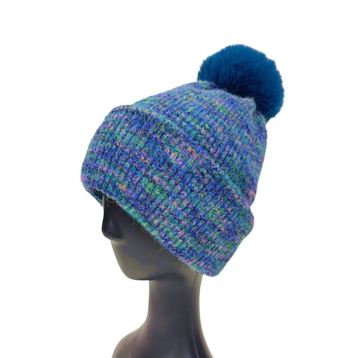 Stylish Melange Beanie with Pom