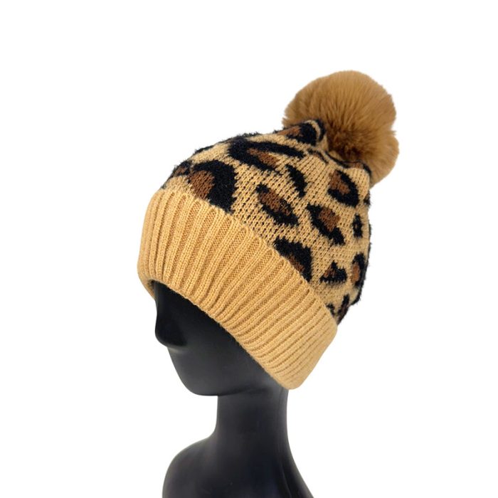Leopard Beanie with Pom